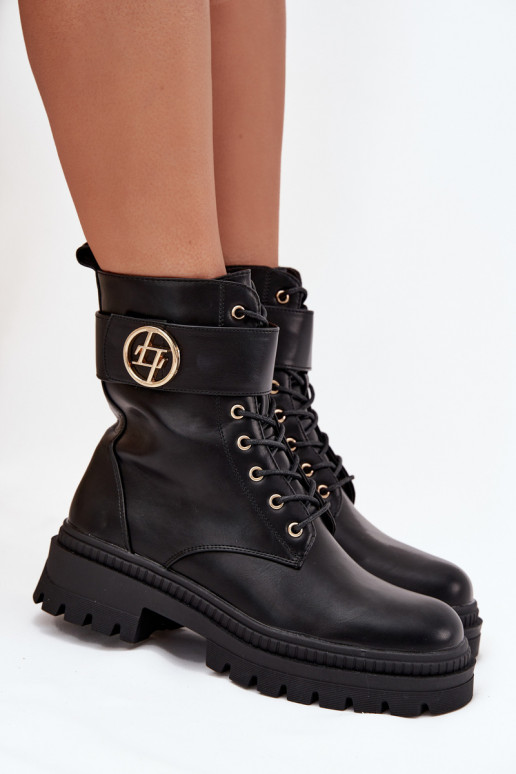 Arbeitsstiefeletten Feminin Ze goldene Farbem Detalem sich Zuarm laufen schZuarze Farbe Fiorena Arbeitsstiefeletten Feminin Ze goldene Farbem Detalem sich Zuarm laufen schZuarze Farbe Fiorena