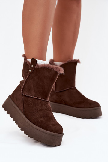 Feminin Schneestiefel mit einer Plattform mit Pelzmantel CzekoladoZue Evelira 2