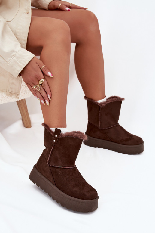 Feminin Schneestiefel mit einer Plattform mit Pelzmantel CzekoladoZue Evelira