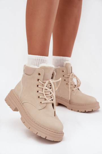 Schuhe Feminin sich Zuarm laufen mit Fell innen Zum Schloss elfenbeinfarbe Tharika 2