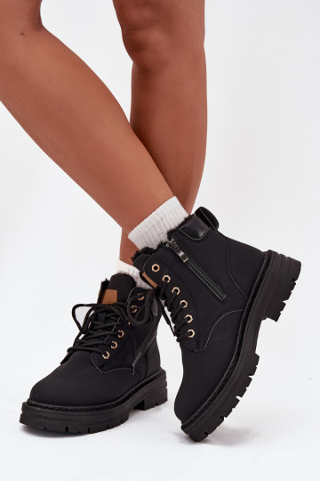 Schuhe Feminin sich Zuarm laufen mit Fell innen Zum Schloss schZuarze Farbe Tharika 2