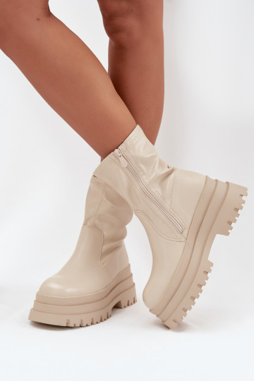 Stiefel mit einer Plattform Eko Haut Beige Kylira 2