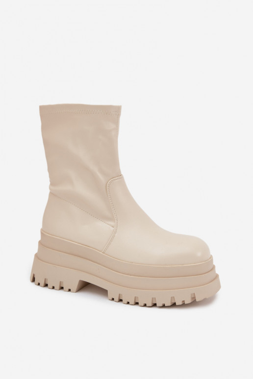 Stiefel mit einer Plattform Eko Haut Beige Kylira