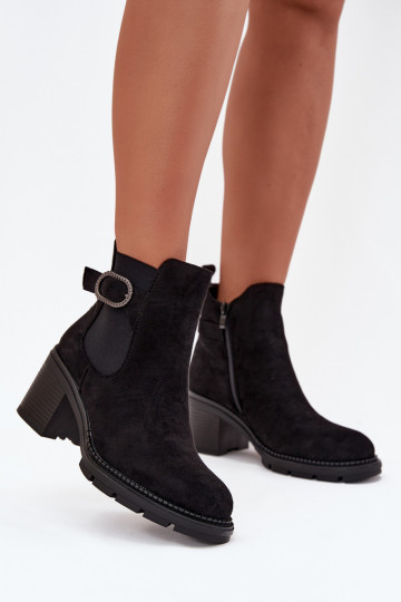 Gefütterte Damen-Stiefeletten mit Schnallen schwarz Melara 2