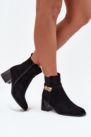 sich Zuarm laufen Damenstiefel mit goldenen Details Klocke schZuarze Farbe Sarona 2