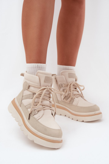 Damenstiefel mit einer Plattform elfenbeinfarbe Liorae 2