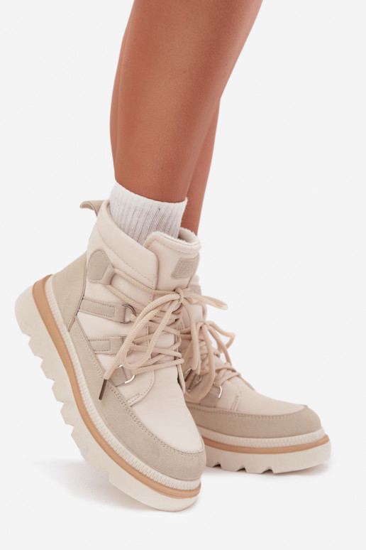 Damenstiefel mit einer Plattform elfenbeinfarbe Liorae Damenstiefel mit einer Plattform elfenbeinfarbe Liorae