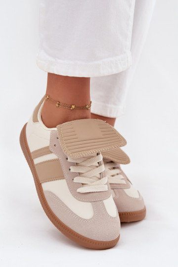 Niedrige Damen Sneakers mit Nylonzunge sandfarben Ardira