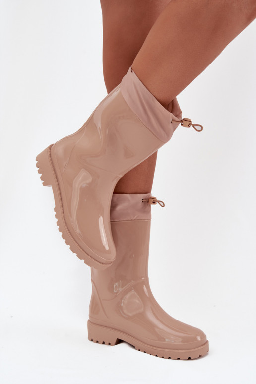 Gummistiefel Feminin mit Schnappverschluss Beige Kessia