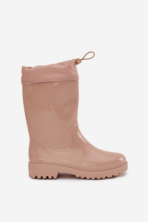 Gummistiefel Feminin mit Schnappverschluss Beige Kessia