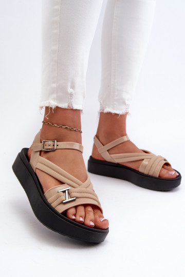 Duftend Damensandalen mit einer Plattform ZAXY LL285063 Beige