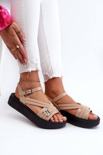 Duftend Damensandalen mit einer Plattform ZAXY LL285063 Beige 2