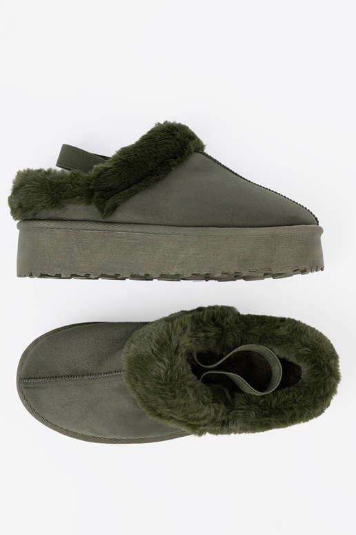Khaki-Farbe-Farbe Schuhe a'la Schneestiefel mit Pelzmantel