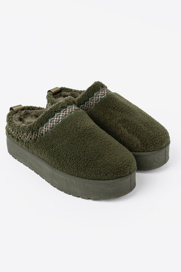 Khaki-Farbe-Farbe, miękkie Schuhe a'la Schneestiefel bez pięty