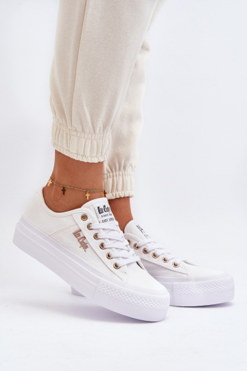 Damen weiße Schuhe mit Plateau Lee Cooper LCW-24-31-2725 2