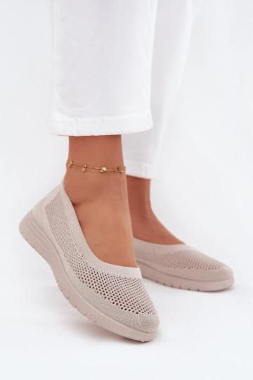 Netz Ballerinas Feminin IN SportoZuym Stylu Beige Virella 2