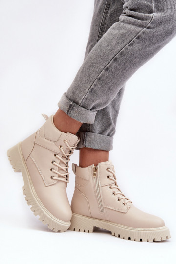 Damen gefütterte sandfarbene Schuhe mit Reißverschluss Gremiva 2