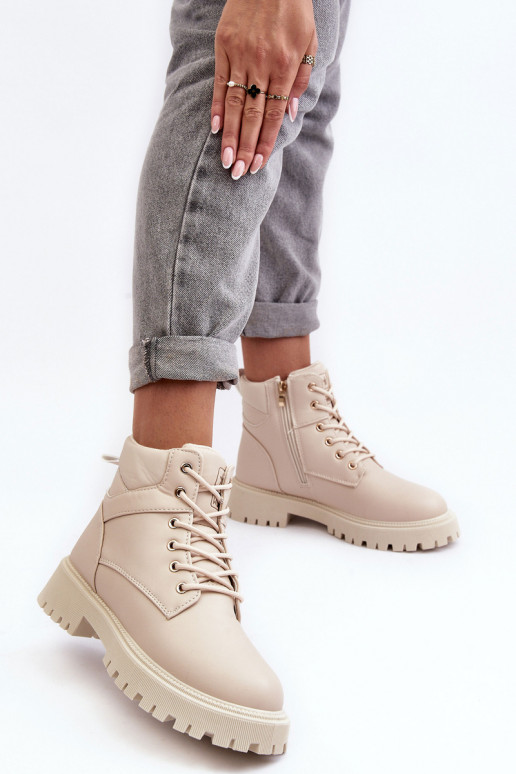 Feminin Schuhe mit Reißverschlüssen sich Zuarm laufen Beige Gremiva
