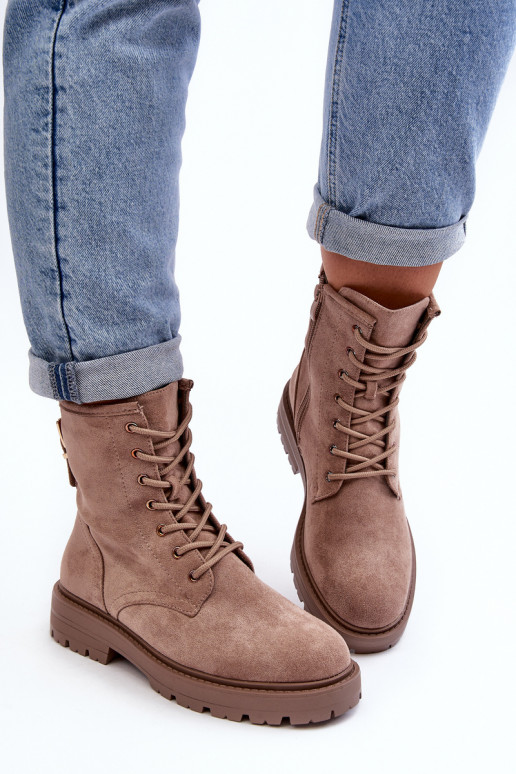 Feminin Arbeitsstiefeletten mit Reißverschlüssen Beige Ninsuni Feminin Arbeitsstiefeletten mit Reißverschlüssen Beige Ninsuni