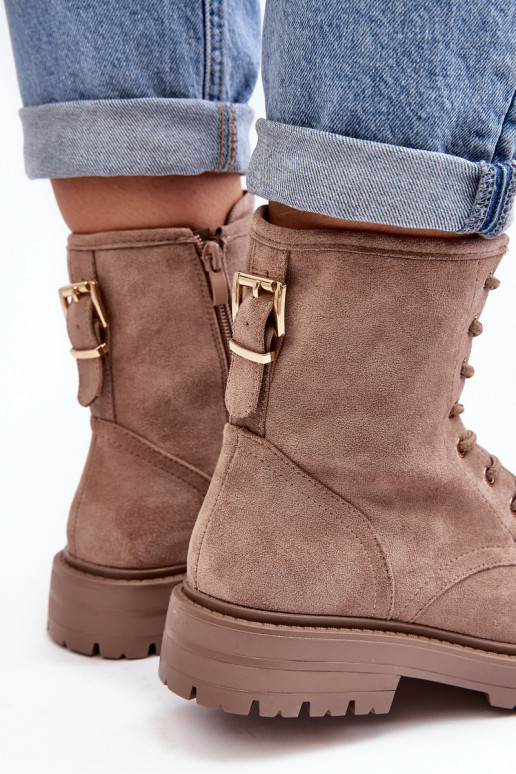 Feminin Arbeitsstiefeletten mit Reißverschlüssen Beige Ninsuni Feminin Arbeitsstiefeletten mit Reißverschlüssen Beige Ninsuni