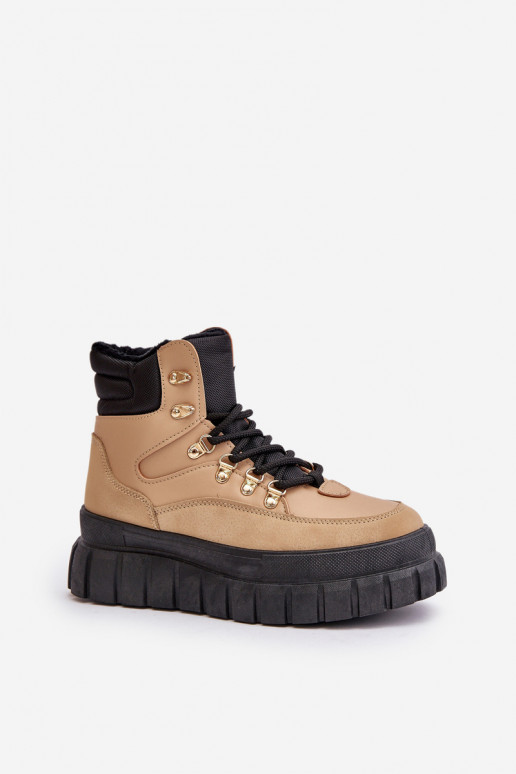 Feminin sich Zuarm laufen Stiefel Schuhe mit einer Plattform braune Farbe Jelenia Feminin sich Zuarm laufen Stiefel Schuhe mit einer Plattform braune Farbe Jelenia