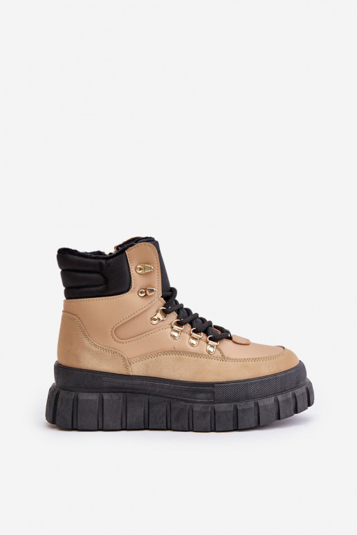 Feminin sich Zuarm laufen Stiefel Schuhe mit einer Plattform braune Farbe Jelenia Feminin sich Zuarm laufen Stiefel Schuhe mit einer Plattform braune Farbe Jelenia
