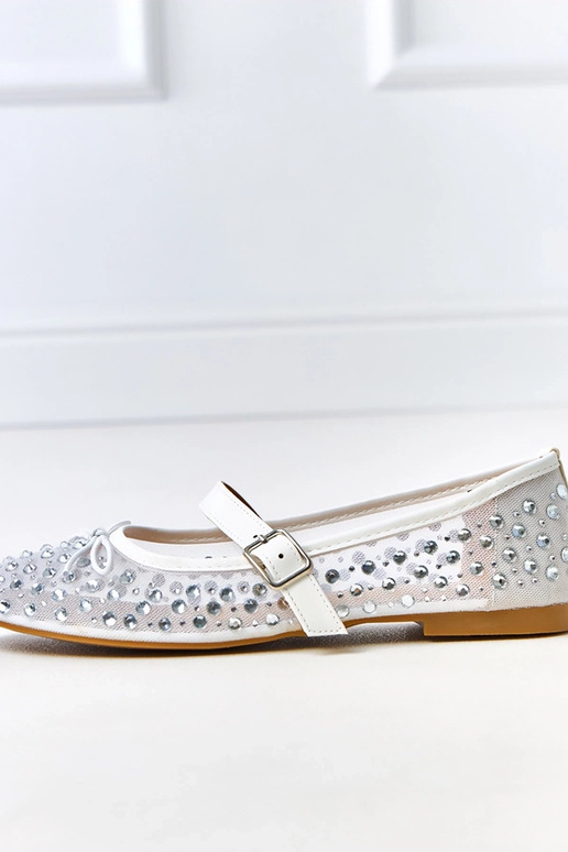 Weiße Netz-Ballerinas mit Kristallen...