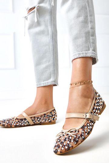 Leopardenmuster Netz-Ballerinas mit Kristallen Elasida 2