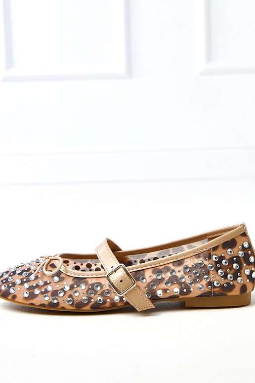 Leopardenmuster Netz-Ballerinas mit...