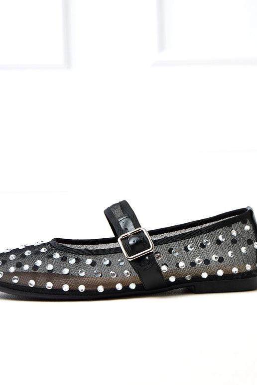 Schwarze Netz-Ballerinas mit...