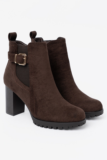 dunkelbraun Stiefel mit Zierschnalle
