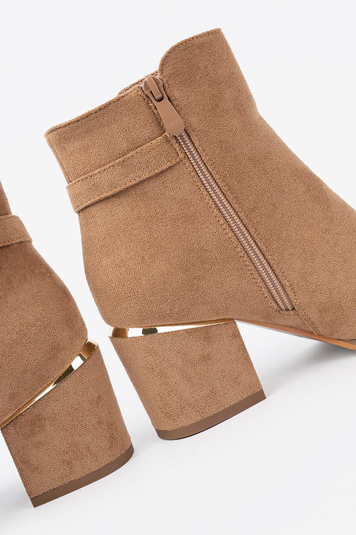 Stilvoll Schuhe Zu odcieniu hellbraunm ze goldenm detalem