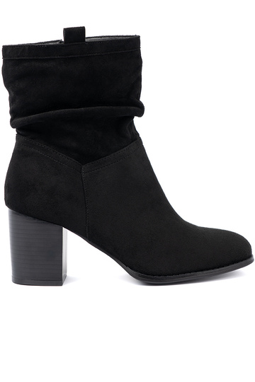schZuarze Farbe aus INildleder Stiefel mit gerüschtem Oberteil 2