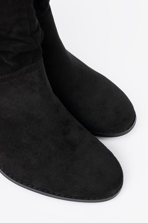 schZuarze Farbe aus INildleder Stiefel mit gerüschtem Oberteil schZuarze Farbe aus INildleder Stiefel mit gerüschtem Oberteil