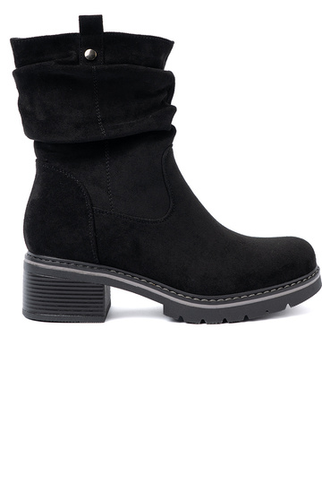 Damenstiefel schZuarze Farbe z ozdobnym marszczeniem 2