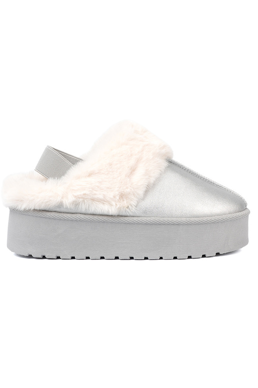 Silberfarbe Schneestiefel mit Pelzmantel i platformą