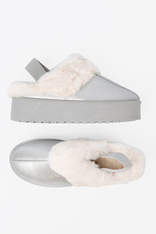 Silberfarbe Schneestiefel mit Pelzmantel i platformą