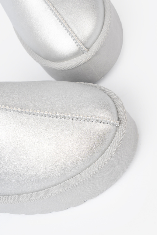 Silberfarbe Schneestiefel mit Pelzmantel i platformą