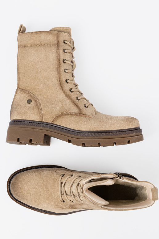 aus INildleder Beige hohe Reitstiefel z solidnym bieżnikiem