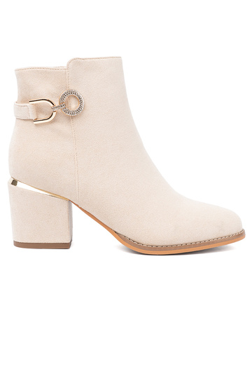 elfenbeinfarbe Stiefel mit Zierschnalle 2