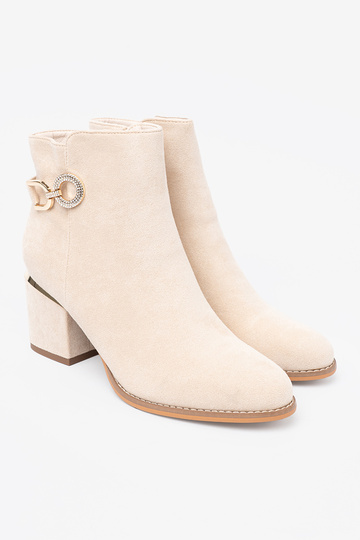 elfenbeinfarbe Stiefel mit Zierschnalle
