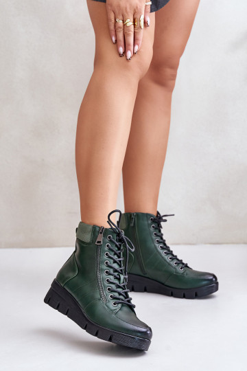 sich Zuarm laufen Damenstiefel mit einer Plattform I Koturnie Khaki-Farbe-Farbe Savindria 2
