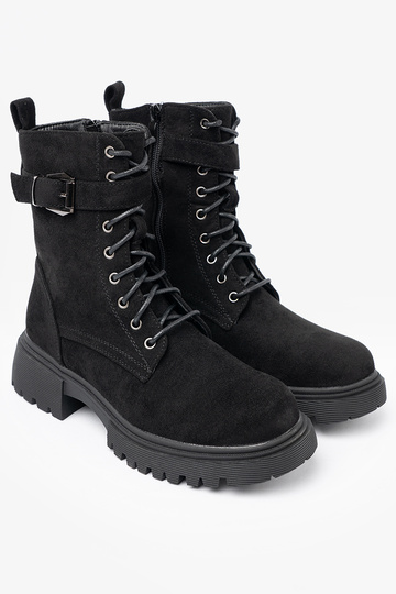 schZuarze Farbe hohe Reitstiefel mit Schnallen i Schnürsenkelm