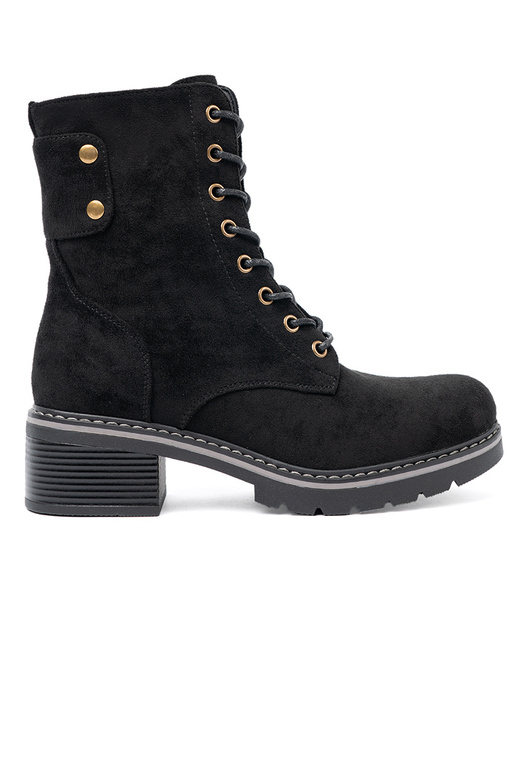 schZuarze Farbe geschnürt hohe Reitstiefel z grubą podeszZuą