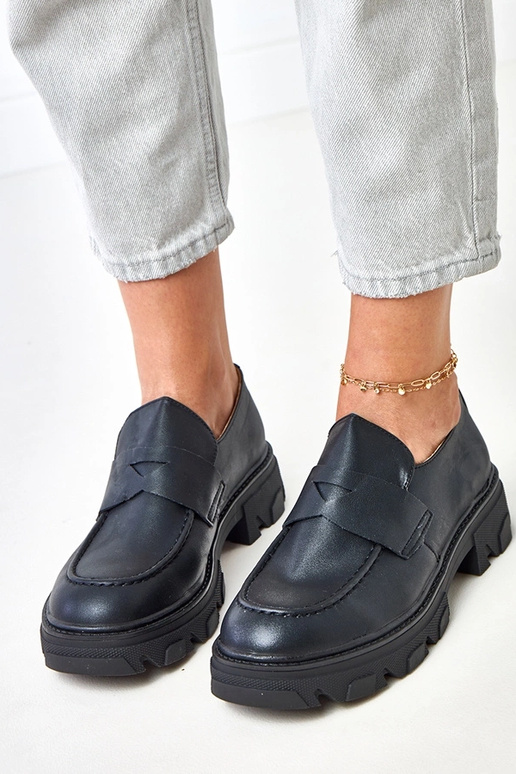 Schwarze matte Damen-Mokassins Kirna