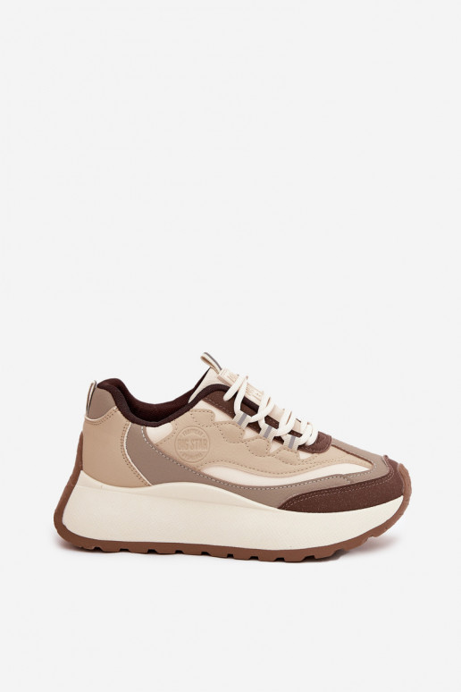Sneakers Stilvollllschuhe Feminin mit einer Plattform Big Star SS274002 HI-POLY SYSTEM Beige Sneakers Stilvollllschuhe Feminin mit einer Plattform Big Star SS274002 HI-POLY SYSTEM Beige