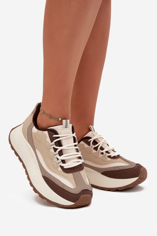 Sneakers Stilvollllschuhe Feminin mit einer Plattform Big Star SS274002 HI-POLY SYSTEM Beige Sneakers Stilvollllschuhe Feminin mit einer Plattform Big Star SS274002 HI-POLY SYSTEM Beige