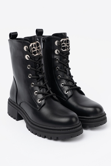 schZuarze Farbe hohe Reitstiefel mit metallischem Finish