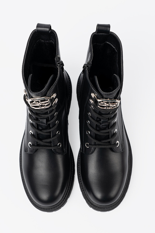 schZuarze Farbe hohe Reitstiefel mit metallischem Finish