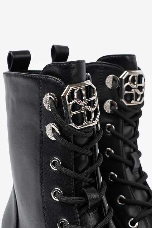 schZuarze Farbe hohe Reitstiefel mit metallischem Finish